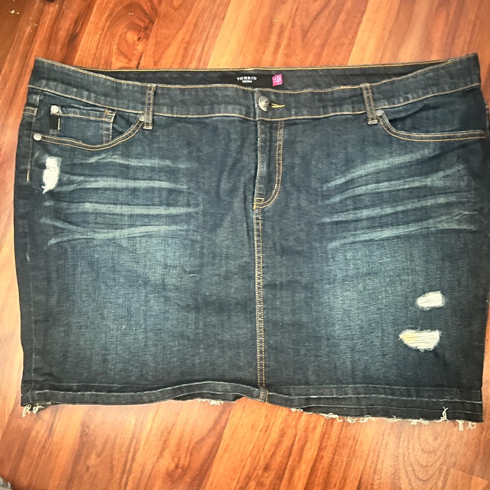 Torrid Denim Distressed Skirt